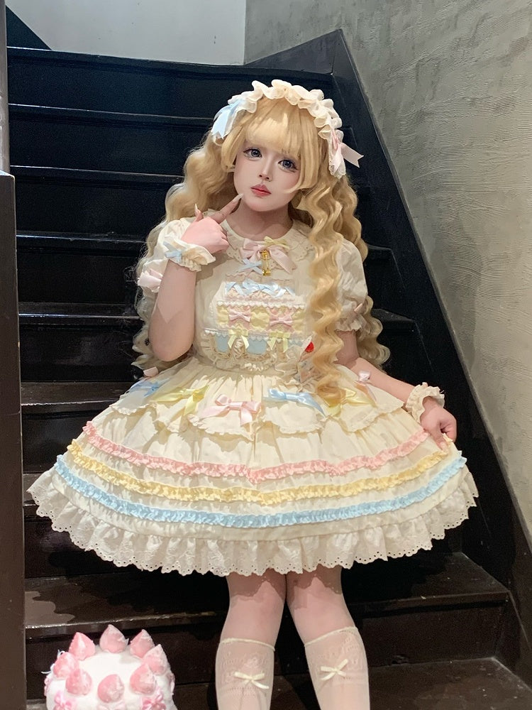 Puff Curve-Friendly Sleeves Dress Fit Lolita Bow Sweet Accents with