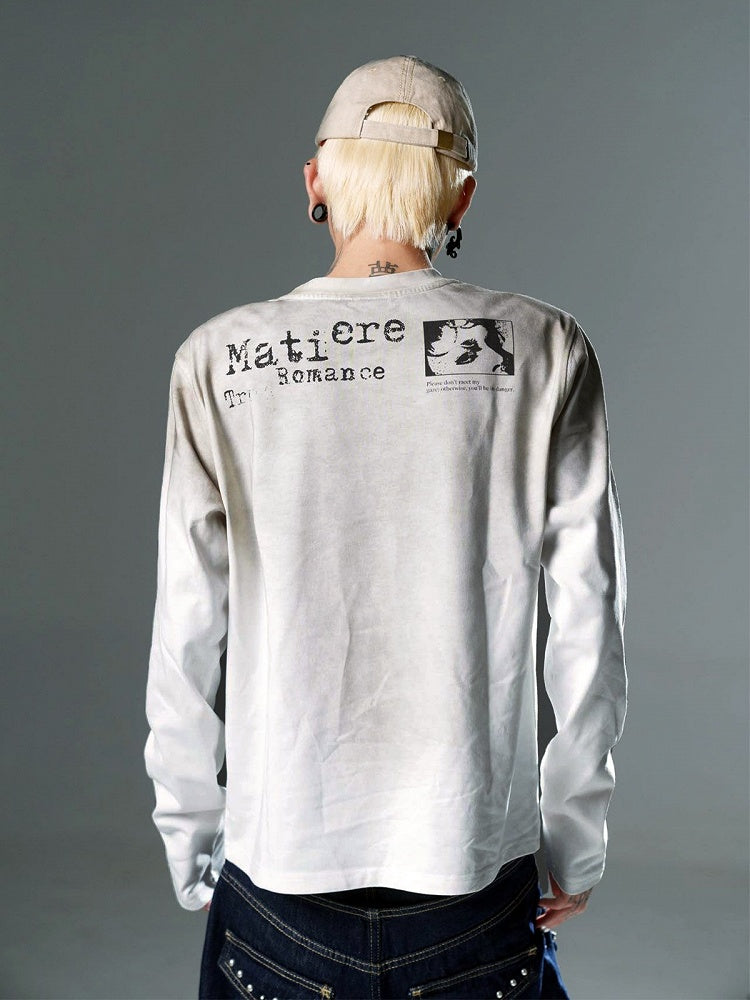 Vintage White Portrait Print Round Neck Punk Top - DETW OnLine