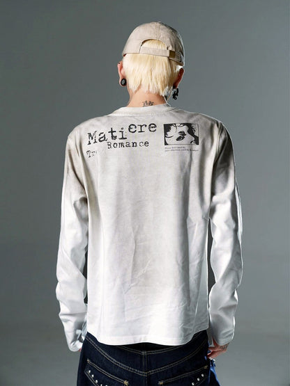 Vintage White Portrait Print Round Neck Punk Top - DETW OnLine