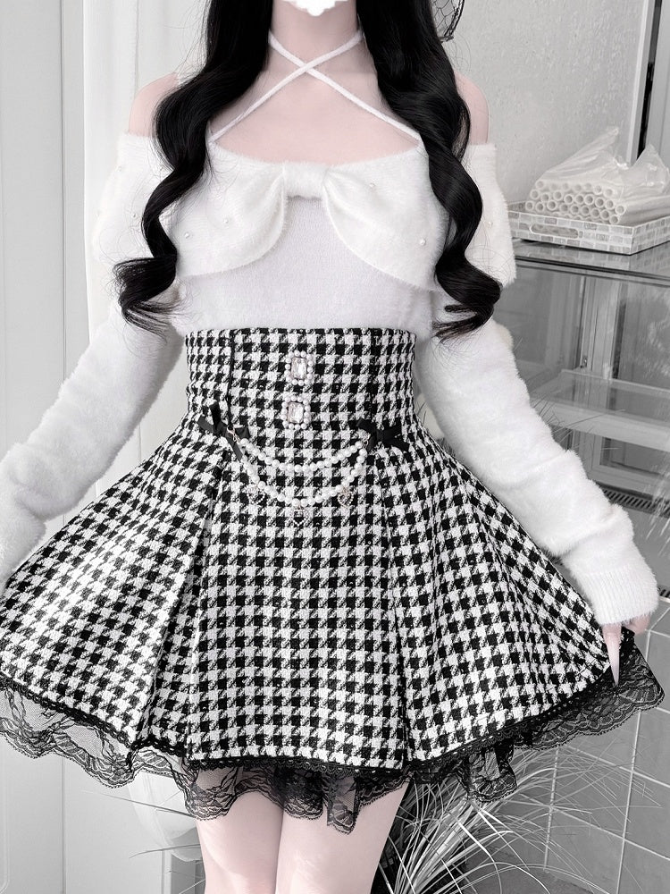 Mink Collar Convertible Kei White Fresh Plush Sweater: Pure in Jirai Bow Two Styles for Aesthetic