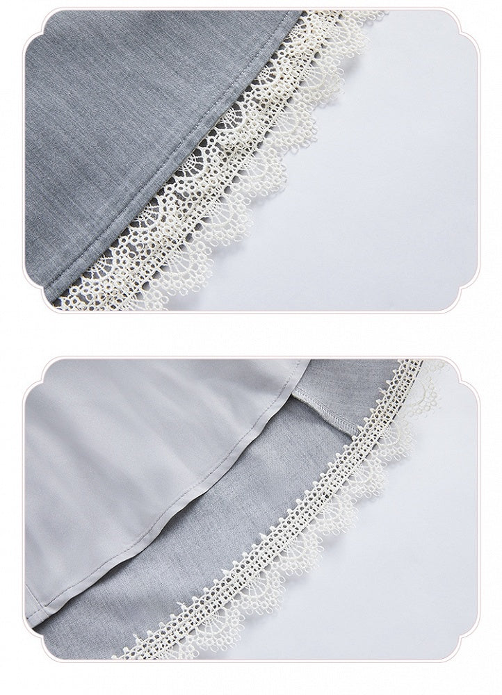 Fit Fashion Taille Lolita Grau Kleid Elegant Slim