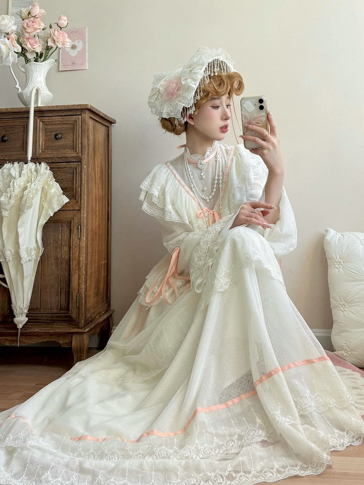 Straw Bead Pink Flowers Tassels Flat Decorated Hat