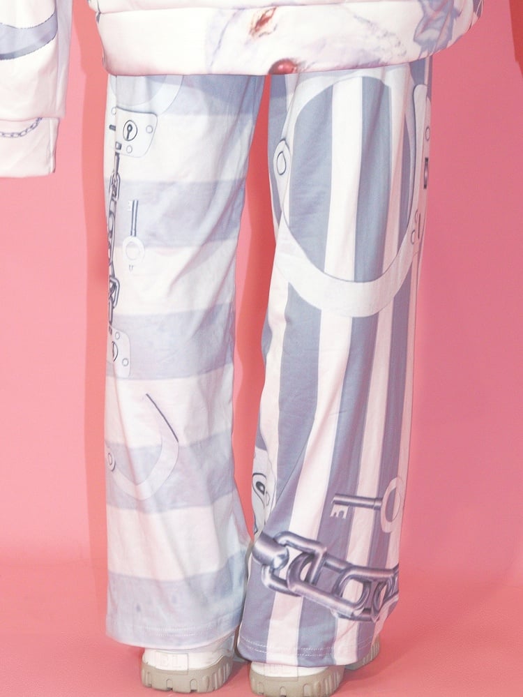 パンツ ファッション 柄 ギャル グレー ストレート レッグ ストライプ カット