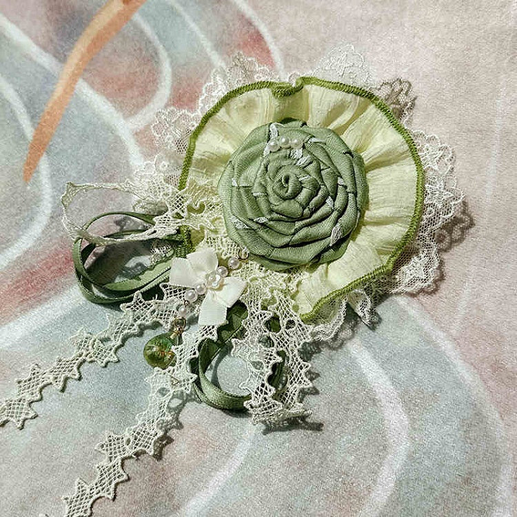 Florale Haarspange Grüne Brosche