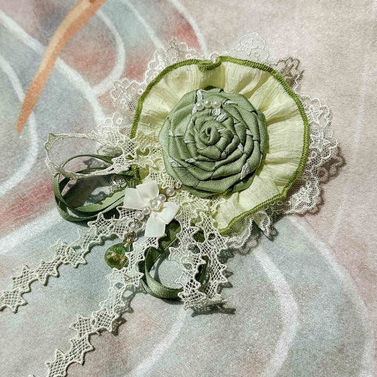 Florale Haarspange Grüne Brosche