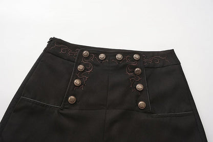 Lolita with Button and Embroidery Ouji Pants Detailing Black