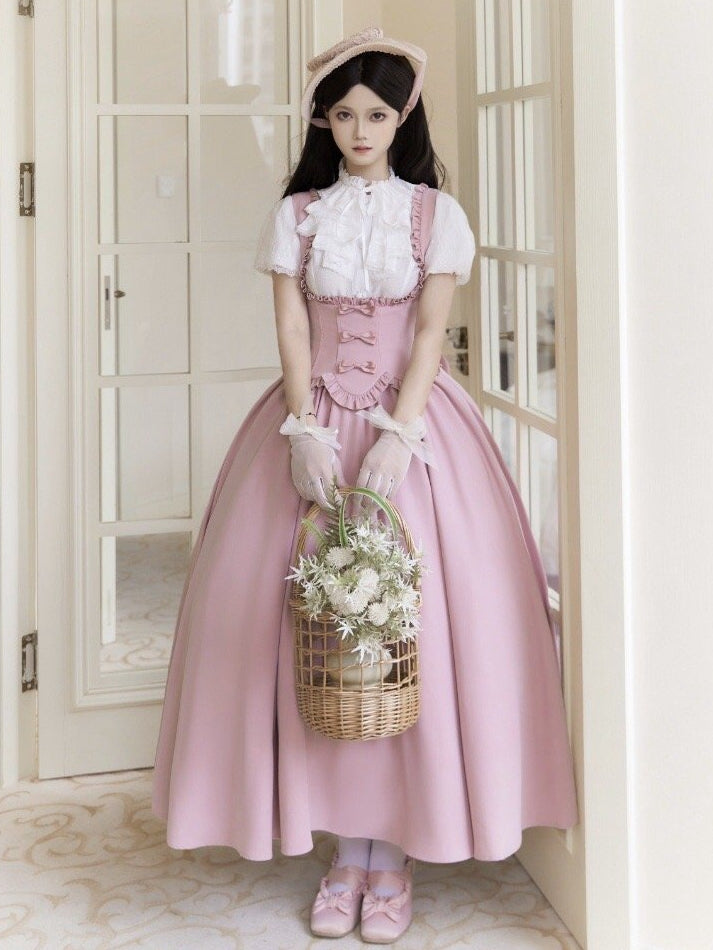Büste Kleid Rand Rosa Unter Gewelltem Pullover Rock Rüschen Lolita Trimmen Klassisch Elegant