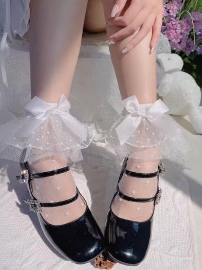 Socks Style 4-Color Dot Tulle Lolita Polka Ruffle