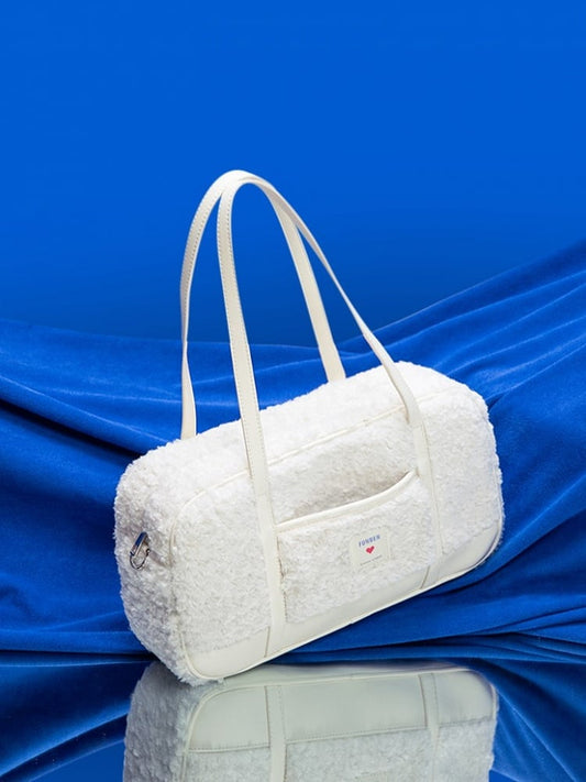 Style Faux Baguette In White Bag Fur Teddy Dreamy Kawaii