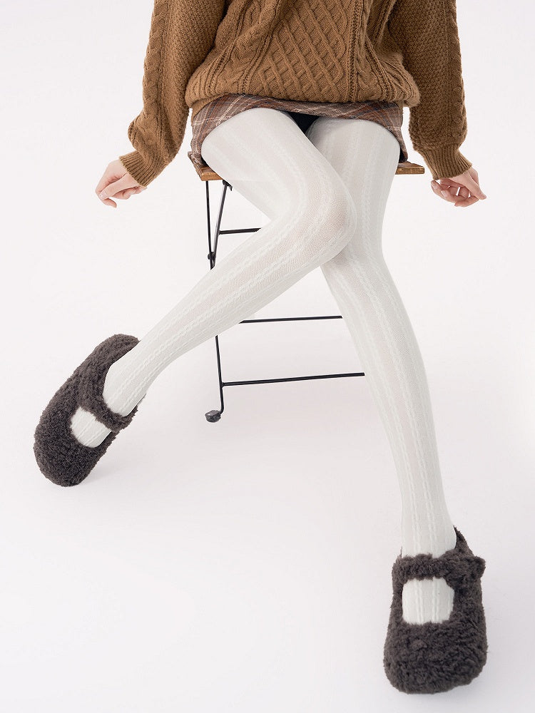 Knit Tights Thermal Cable 4-Color