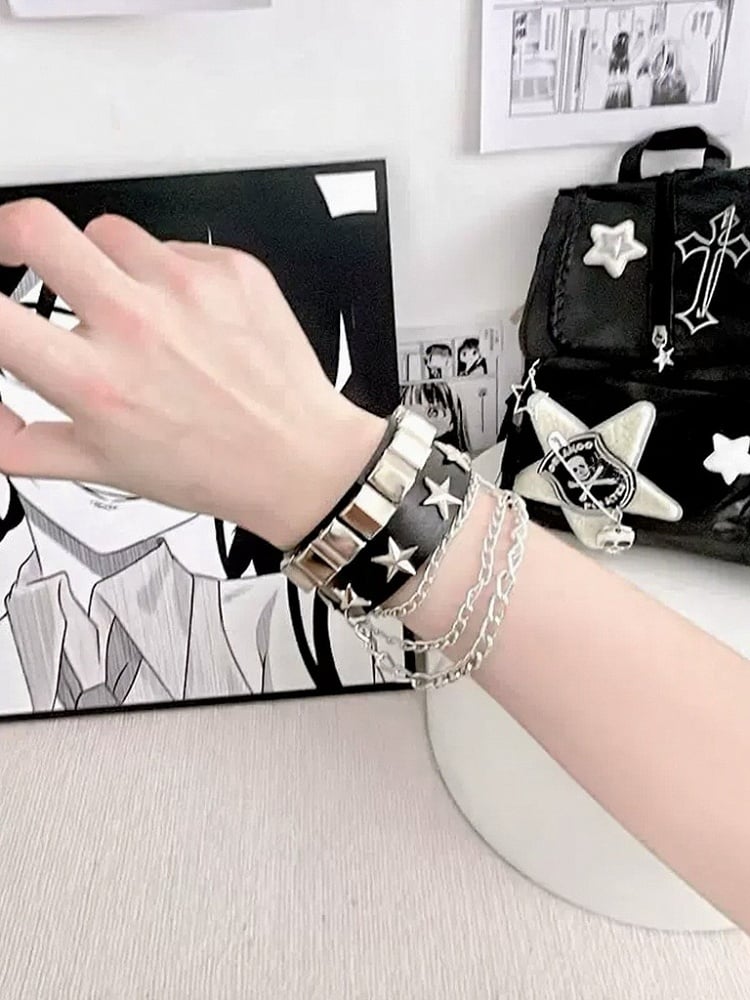 Star Bracelet - Set 2 Colors Wide Chain