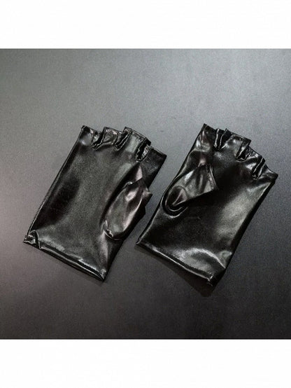 Cyberpunk Futuristic Half-Finger Gloves in Two Tones - Mr. Cat