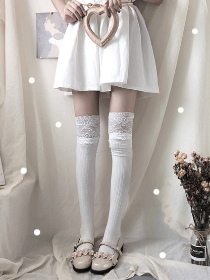 Slimming Knee Over Lace-trimmed 3 Stockings Colors