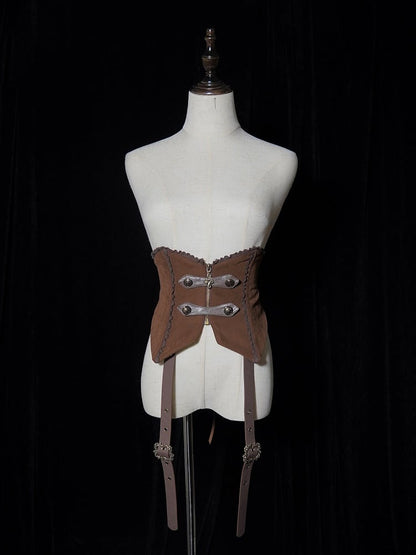 Buckle with Coffee Corset Two Belts Belt