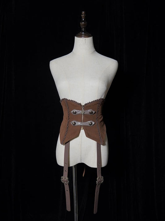 Buckle with Coffee Corset Two Belts Belt