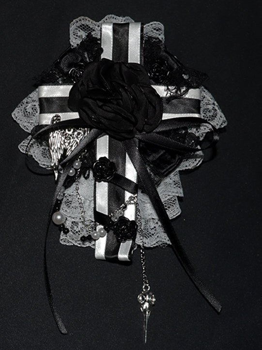 Floral Bowknot Cross Pink/Schwarz Design und Haarspange