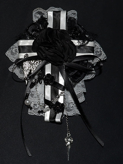 Floral Bowknot Cross Pink/Schwarz Design und Haarspange