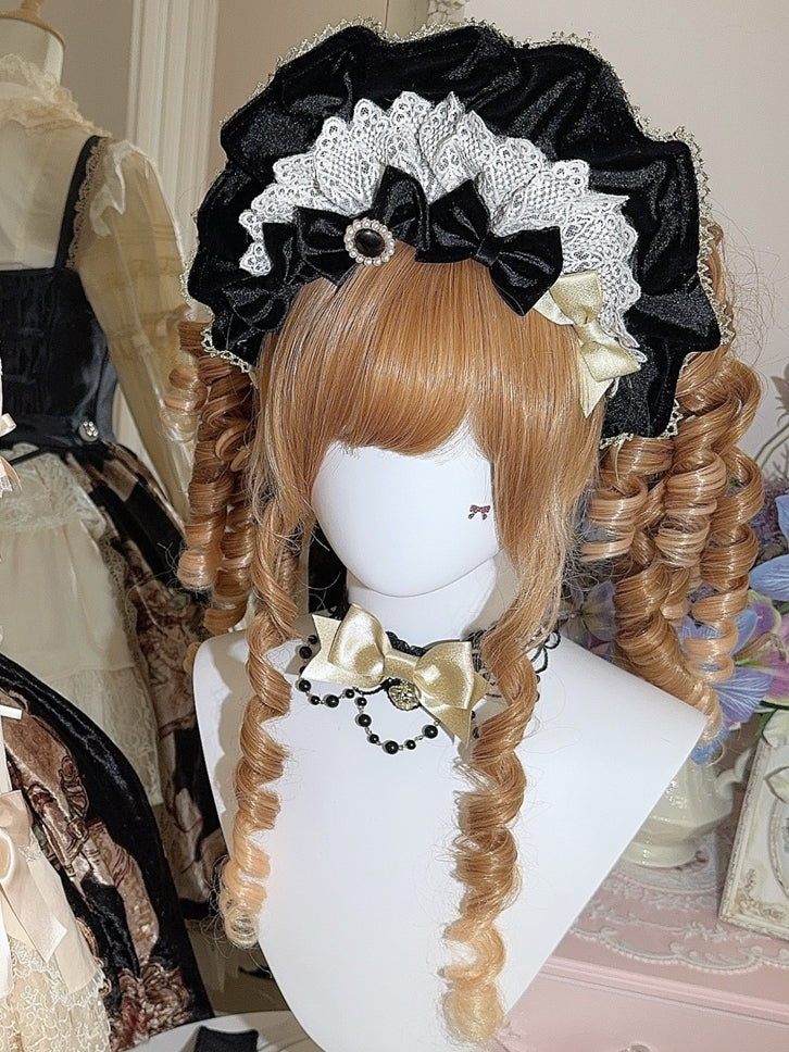 Brooches Velvet Wine Bowknot Lace Red/Black Bonnet + Trim 4