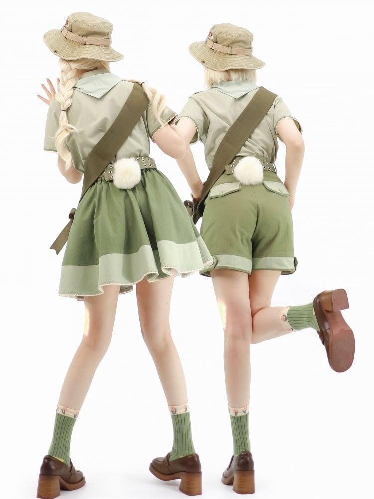 Ensemble mode Bunny Ouji - Chemise verte avec cravate carotte et short