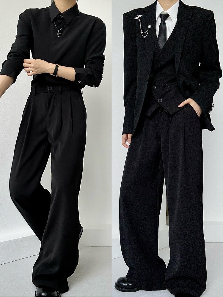 with Lolita Wide-Leg Ouji Pants High-Waisted Black Pockets Slant