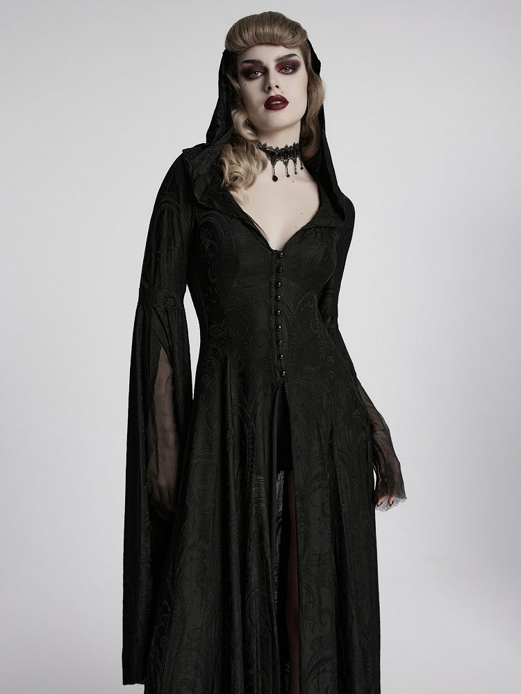 Coat Long Hoodie Gothic Black