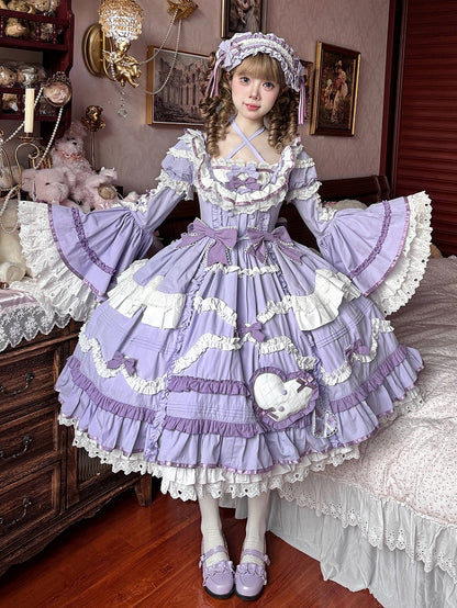 Plus Sizes Available Purple Gorgeous Old School Princess Lolita Cotton Dress