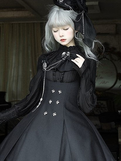 Accents Gothic Bat with Tie Motif Black Lolita Bow and Feather