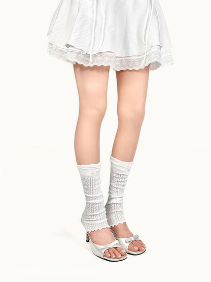 Decorative 5 Breathable Ruffled Patches Warmers with Leg Colors