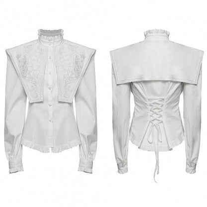 Retro Wide Goth Shirt Shoulder White