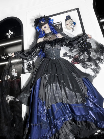 Gothic Lolita Boned High Waist Layered Long Skirt