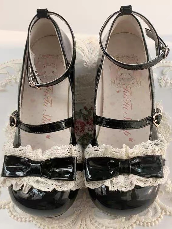 Edging with Low Heel Lace Janes Sweet - Style Mary Black