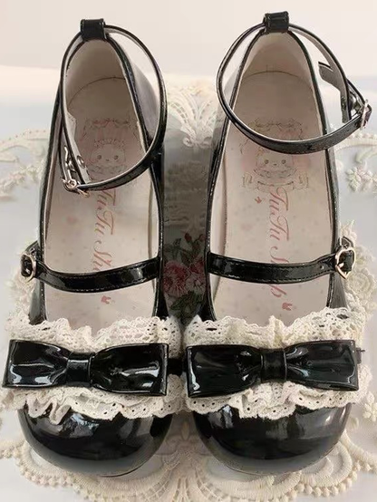 Edging with Low Heel Lace Janes Sweet - Style Mary Black