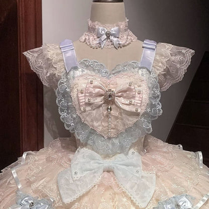 Lolita Multi-Layered Hime Dress Bows with and Pastel Ribbons Rainbow Hanayome