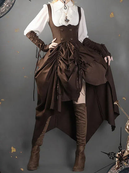 Brown Steampunk Lolita Under Bust Gothic Waistcoat