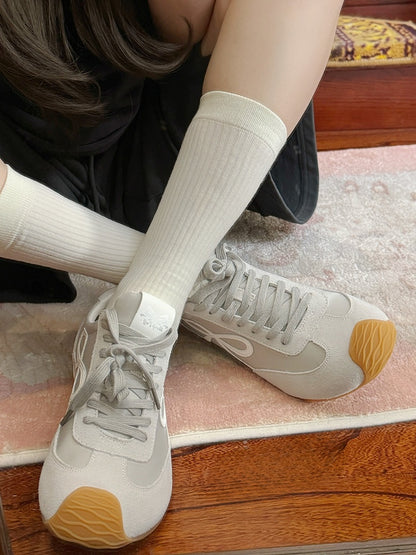 Front Ties Sneakers Lace-up Gray Design Bowknot