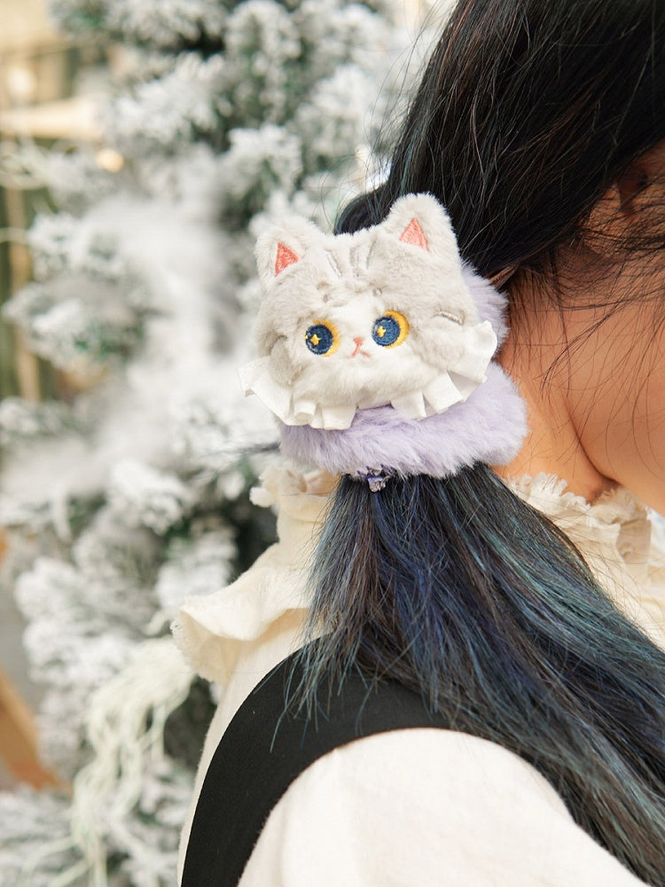 5 Colors Options Cute Kitty Design Scrunchies