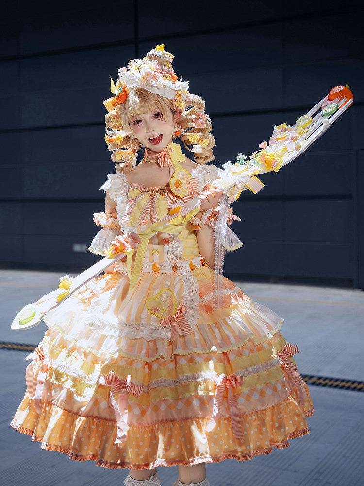 Cake Accents Lolita Kleid mit Schleife, Orange