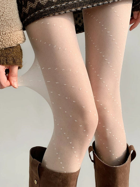 Sheer Dotted Black White Pantyhose /