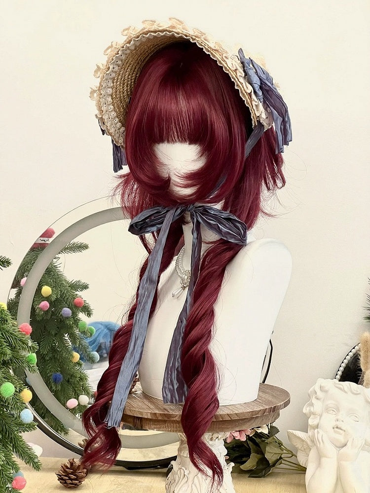 Red 72cm Roman Curly Air Bang Wig - YSHXS