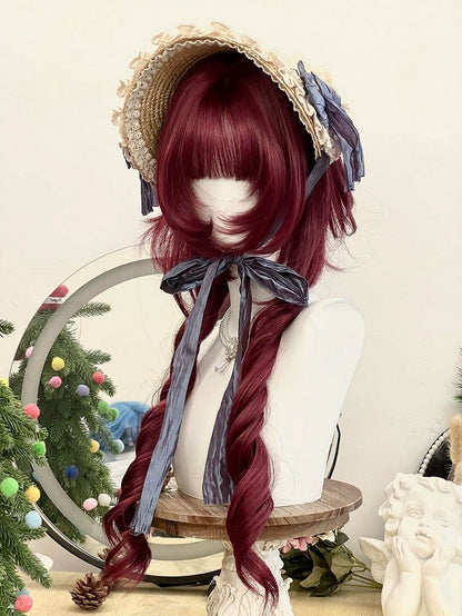 Red 72cm Roman Curly Air Bang Wig - YSHXS