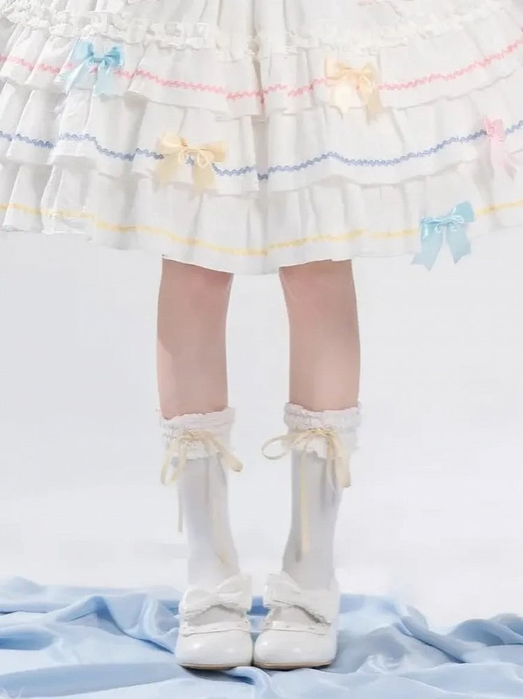 詳細 ホワイトカーフソックス イエローリボン