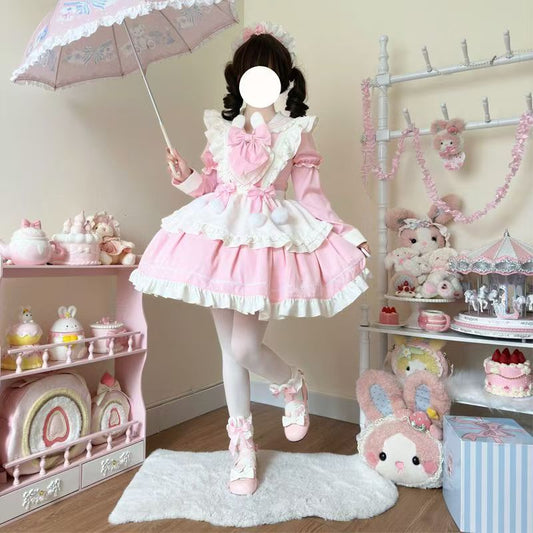 Sweetheart Bunny Ball Sweet Lolita OP Dress - Long Sleeve Princess Dress (S-3XL)