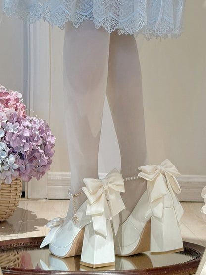 Sweet Toe Mary Bowknot White Janes Platform Details Lolita Round Shoes