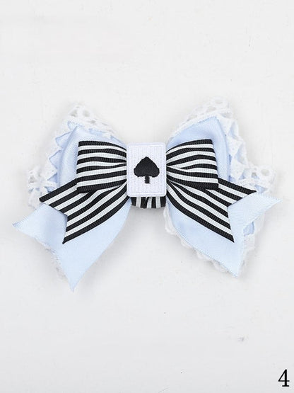 Series Black Lolita Striped Hairclips in Bow Alice White Wonderland