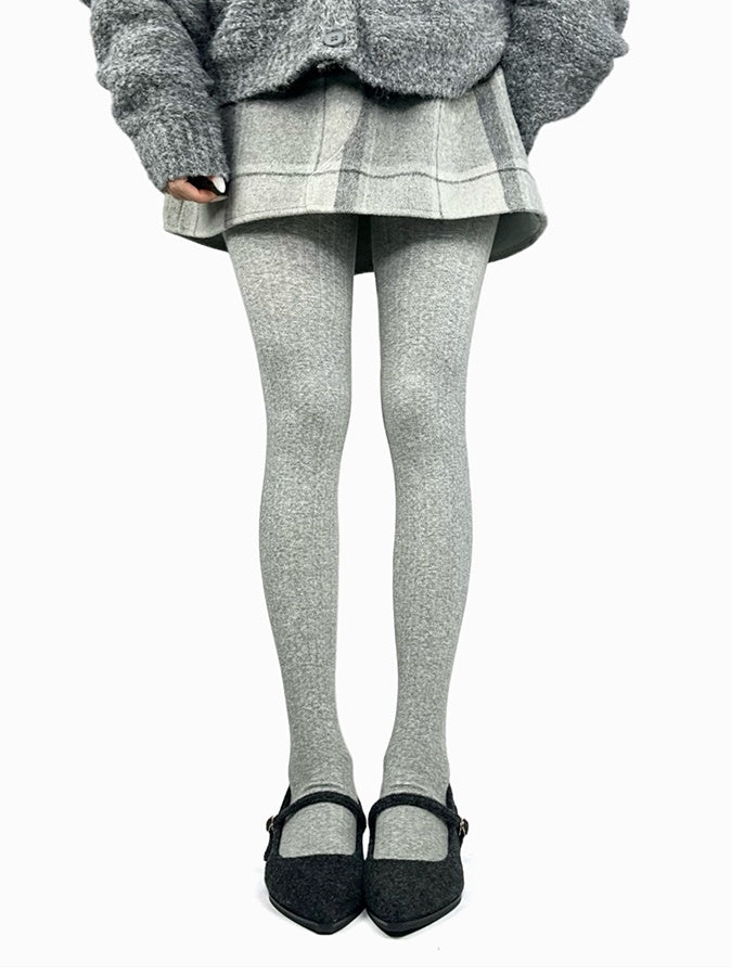 ブラウン/ダークグレー/ライトグレー/ホワイトのコットン製冬用タイツ