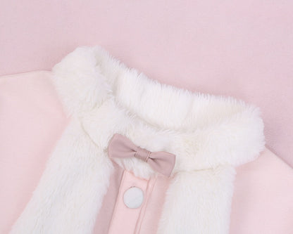 ピンクのかわいいウサギの耳のぬいぐるみ襟スウェットシャツ