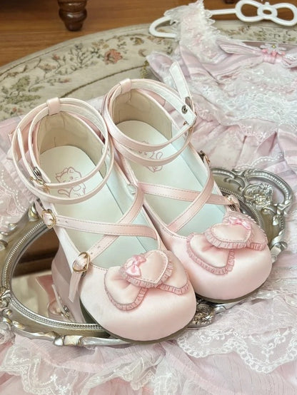 Shoes Wedge Toe Sweet Round Pink Lolita Sole -