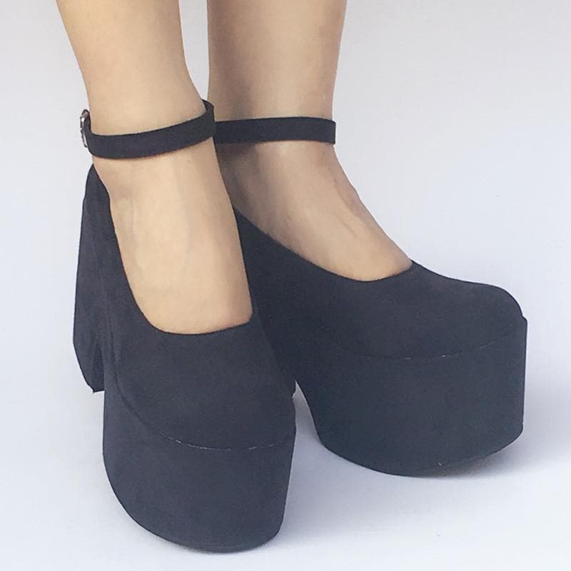 High SP168133 Platform Heels Made Shoes Black Simple Custom