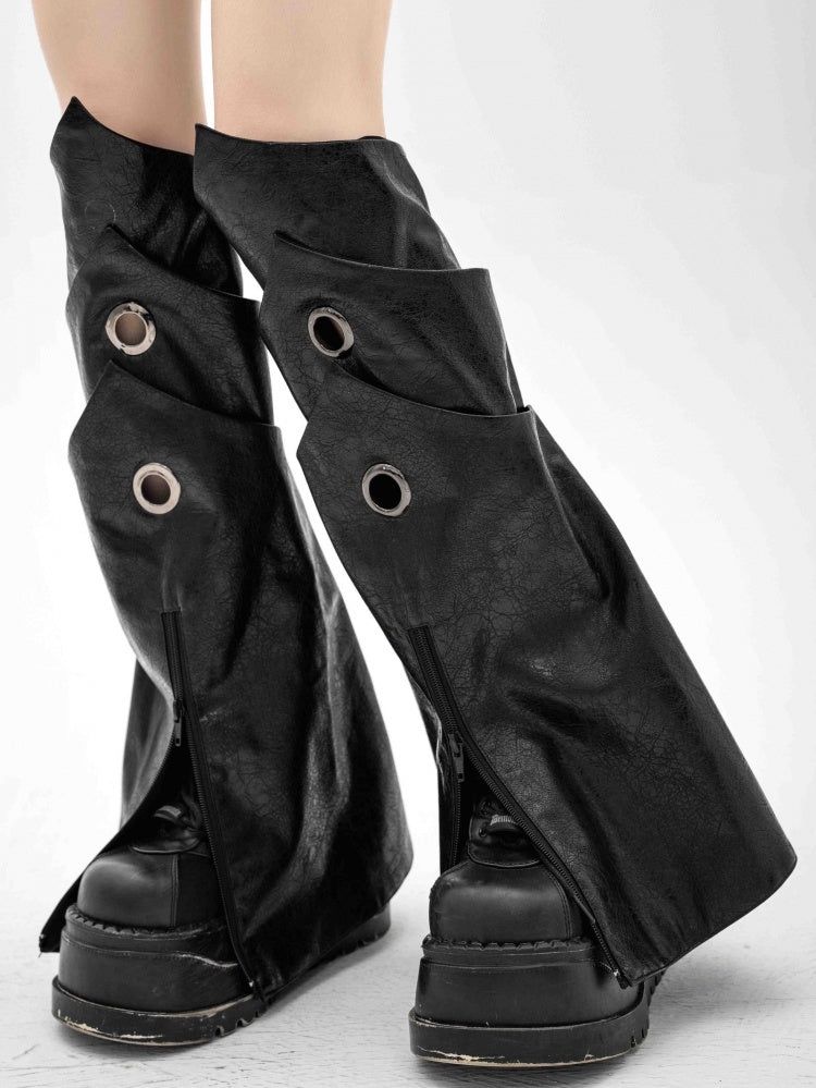 Jambières gothiques noires à fermeture éclair en PU Techwear