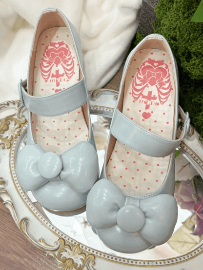 Zehen Baby Heels Herz Runde Schuhe Schleife - Lolita Schnalle Niedrig bei Sweet Blue Top